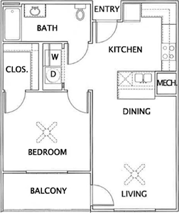 A-HC-One Bedroom / One Bath - 687 Sq.Ft.*