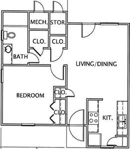 A - One Bedroom / One Bath - 578 Sq.Ft.*